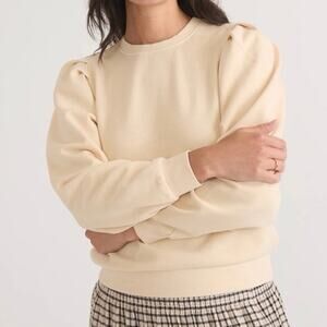 NWT Marine Layer Enya Puff Sleeve Sweatshirt Antique White